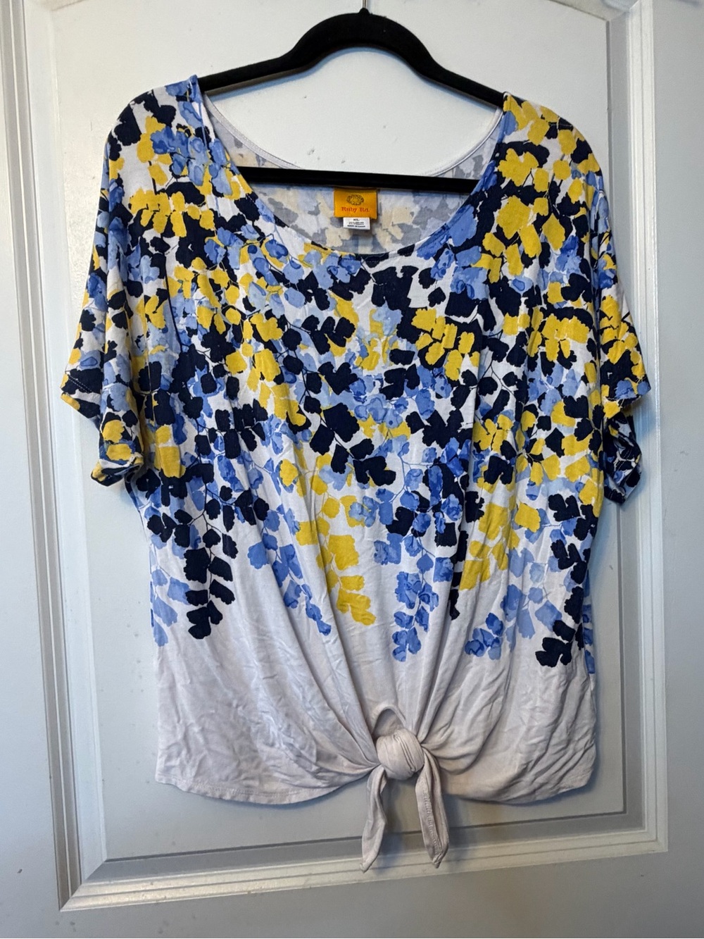 Ruby Road XL Floral Print Front Tie Knot Detail